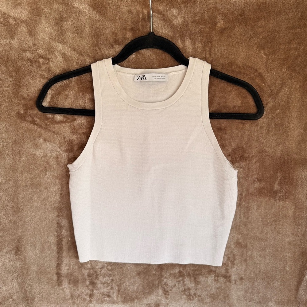 Zara White Sleeveless Tank Top